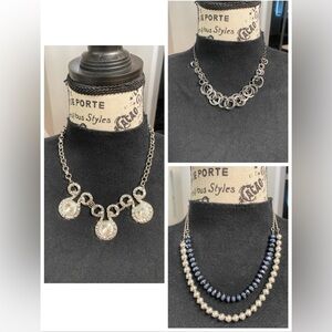 Elegant Silver and Pearl Necklace Set